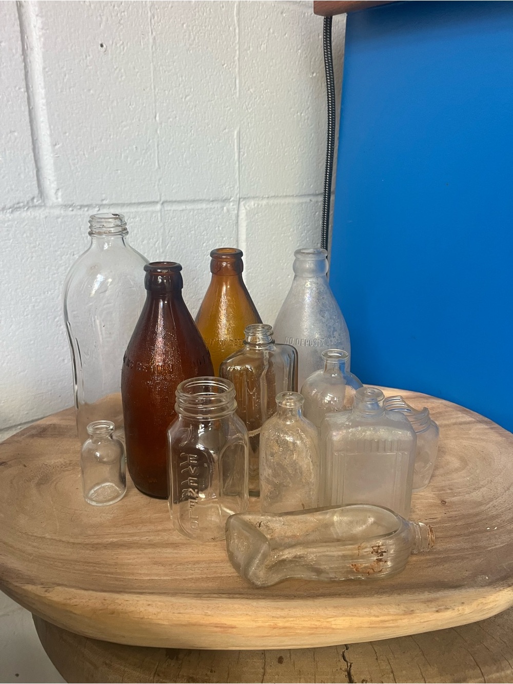 Vintage Assorted Clear & Amber Glass Bottle Collection